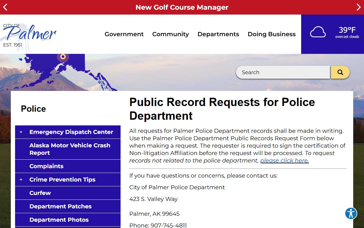 palmer 72 hour booking palmer police records request page