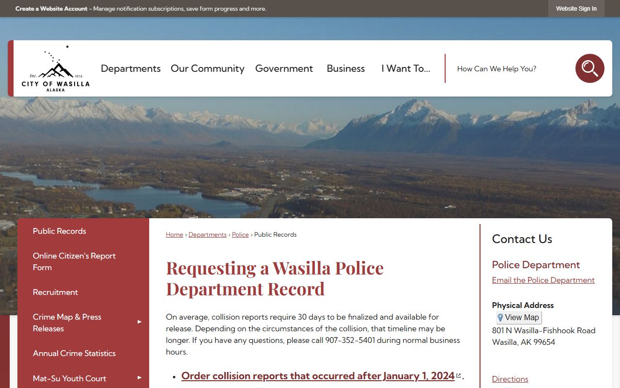 wasilla 72 hour booking wasilla police department records page