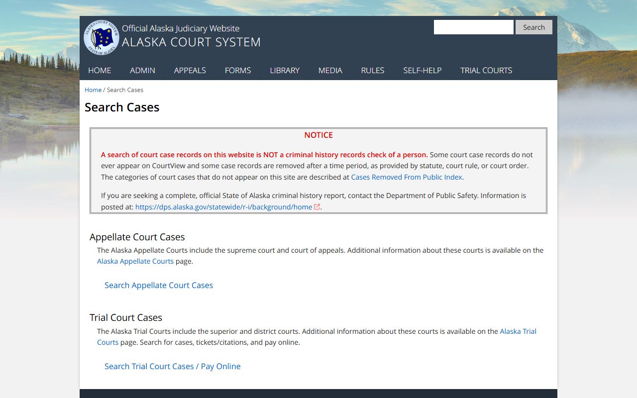 Alaska 72 hour booking court system case search