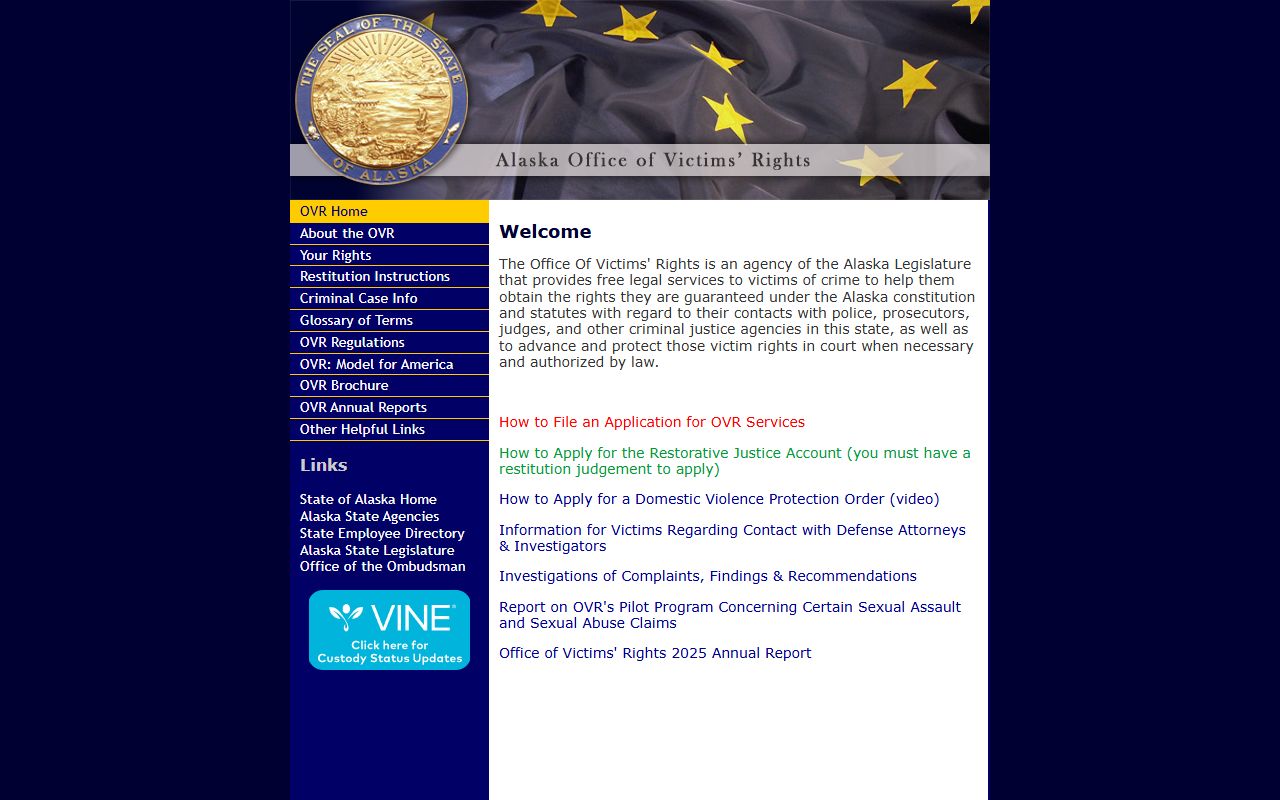 Alaska 72 hour booking VINE victim notification information