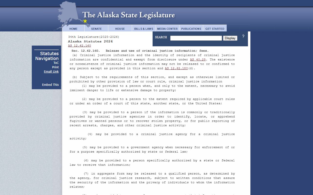 Yukon-Koyukuk 72 hour booking AS 12.62.160 criminal justice information